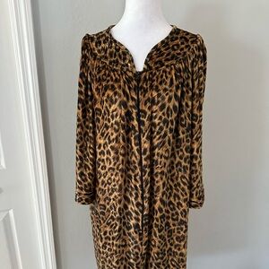 Granada Vintage Leopard Print Zip Housecoat Robe Lounger Dress Size Large